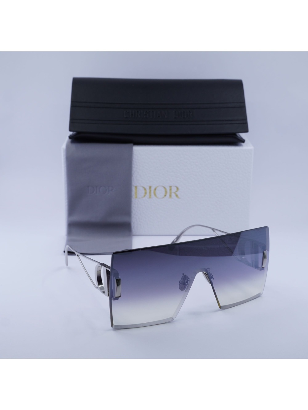 Dior 30MONTAIGNE M1U F0A6 Shield Rimless Sunglasses - Silver / Grey - Picture 4 of 9